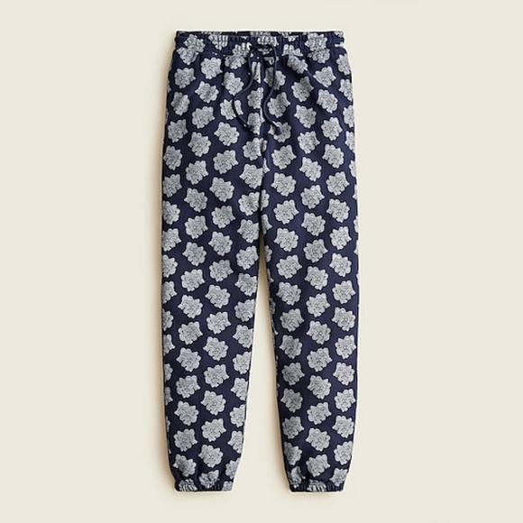 J. Crew Pants - J. Crew University Terry Drawstring Sweatpants in Paisley Bunch Navy Blue